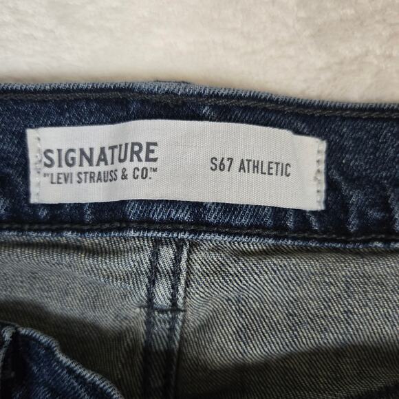Signature Levi Strauss Co S67 Athletic Jeans Mens 34x30 Denim Dark Wash 0703 - Picture 7 of 13